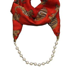 Gorgeous Scarf with detachable Faux Pearl string
